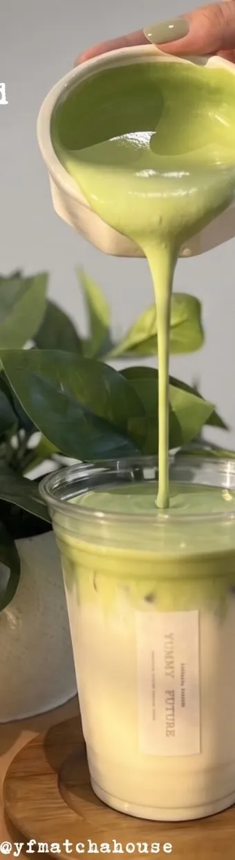 Matcha poured over jasmine milk tea at Matcha House